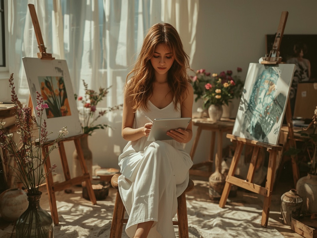 Golden Hour Creativity: Procreate Artist at Work