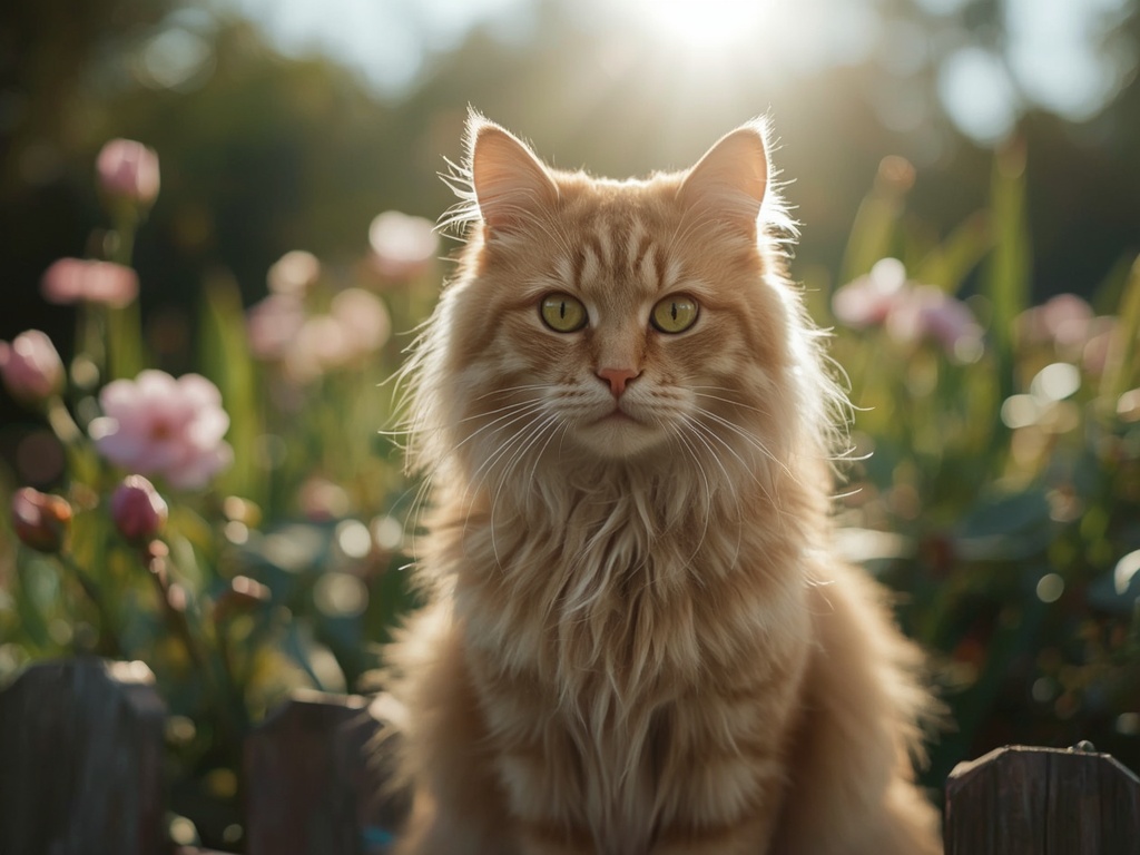 Golden Hour Garden Cat