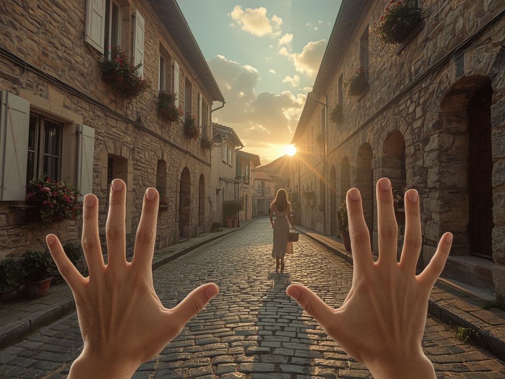 Golden Hour in a European Village