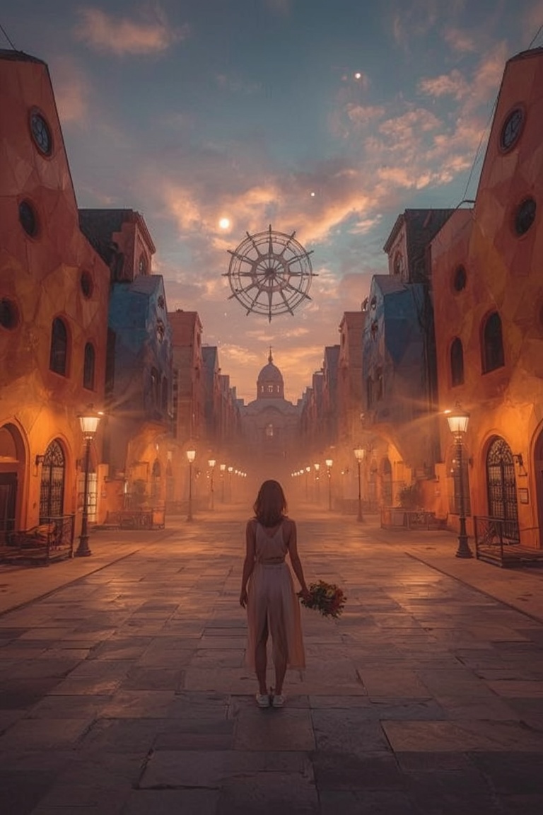 Golden Hour in Geometric Dreamscape