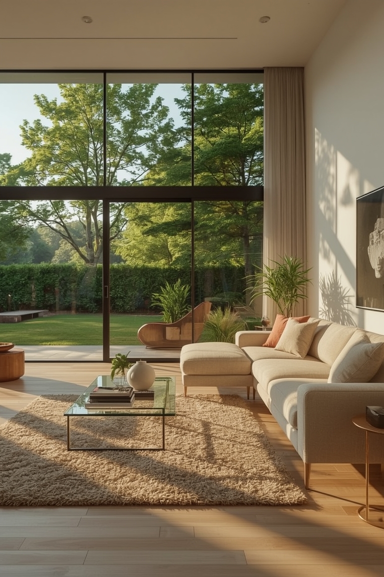Golden Hour Serenity: A Minimalist Living Room