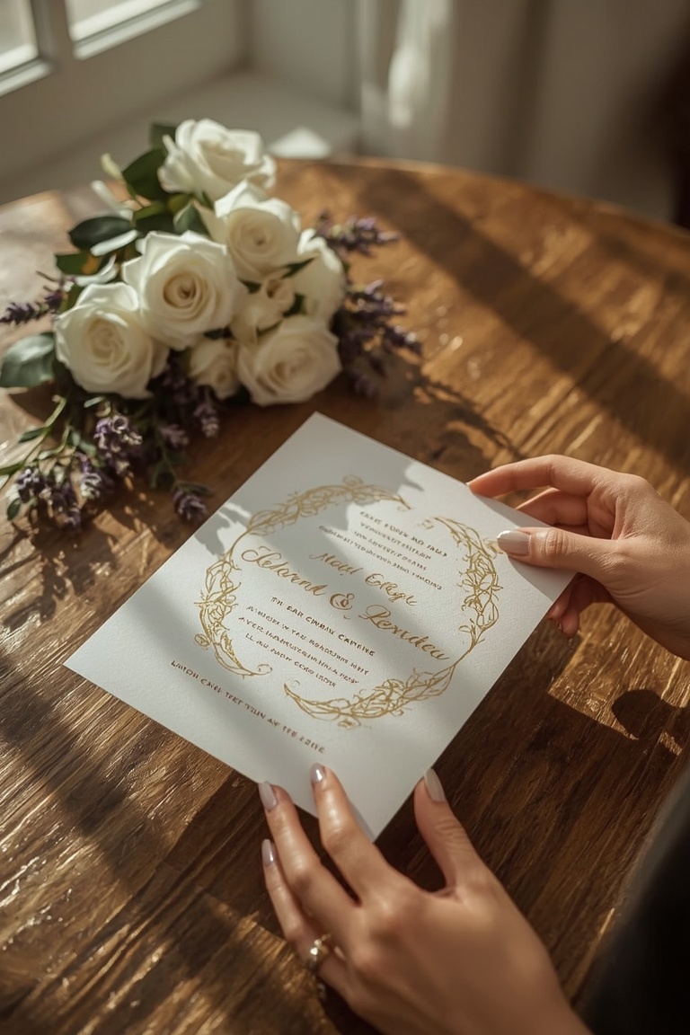 Golden Nuptial Invitation