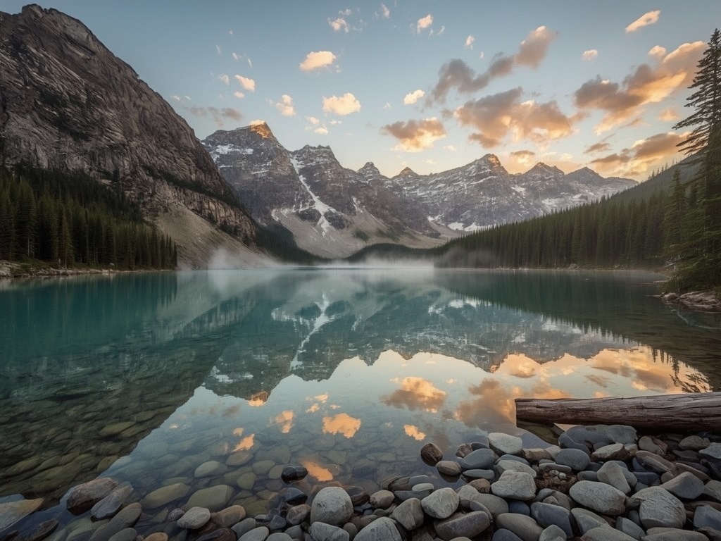 Golden Serenity: Alpine Lake at Twilight