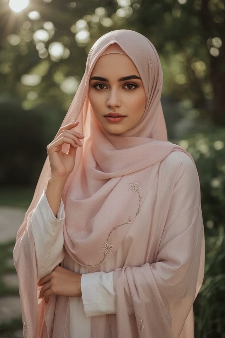 Graceful Elegance: Hijab Fashion in Golden Light