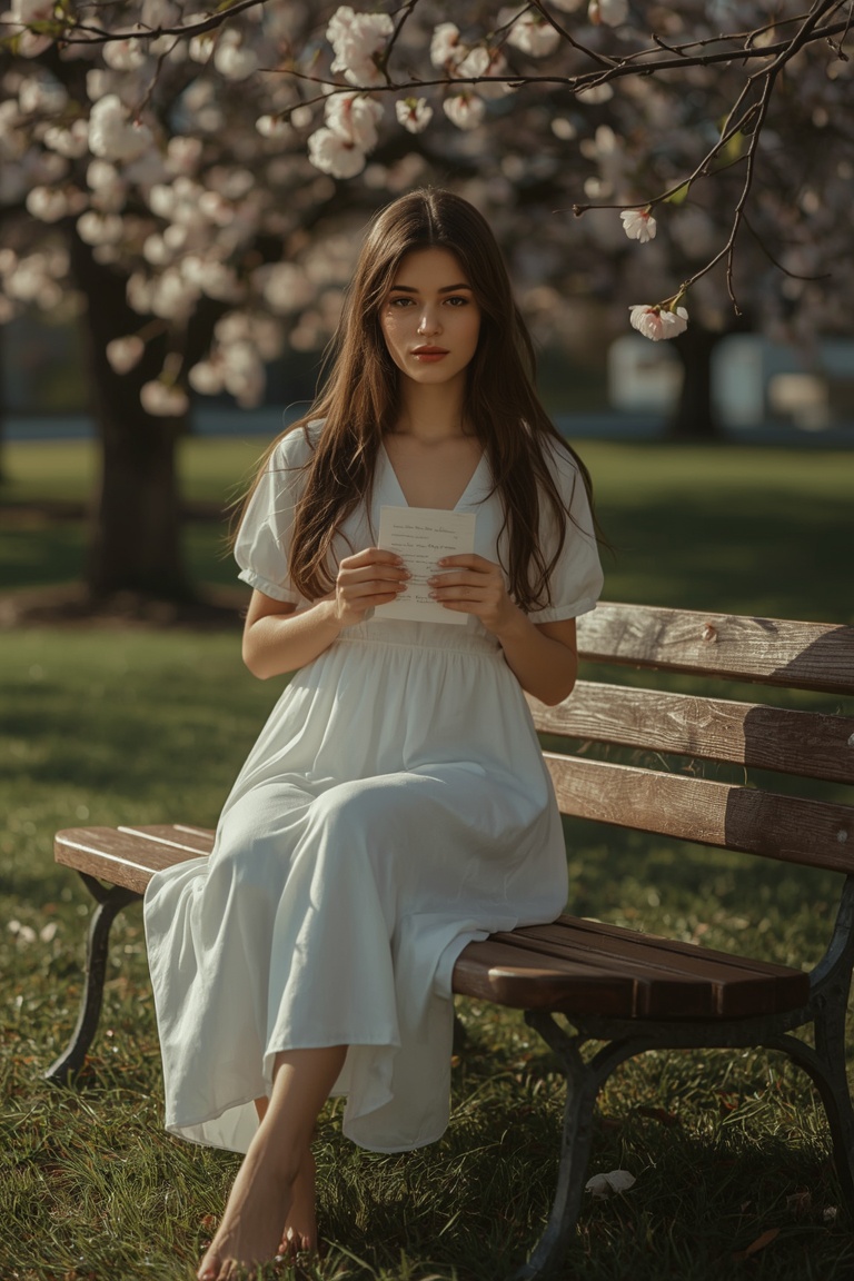 Heartfelt Letter Under Cherry Blossoms