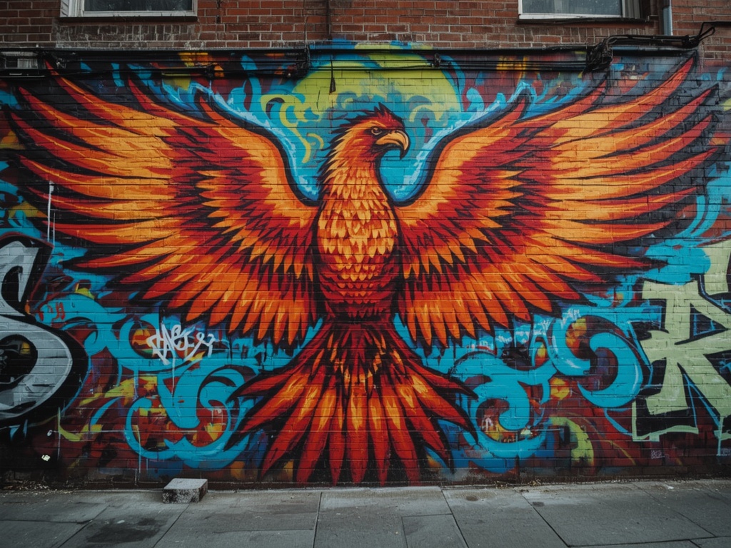 Inferno Rising: A Phoenix Mural in the Alley