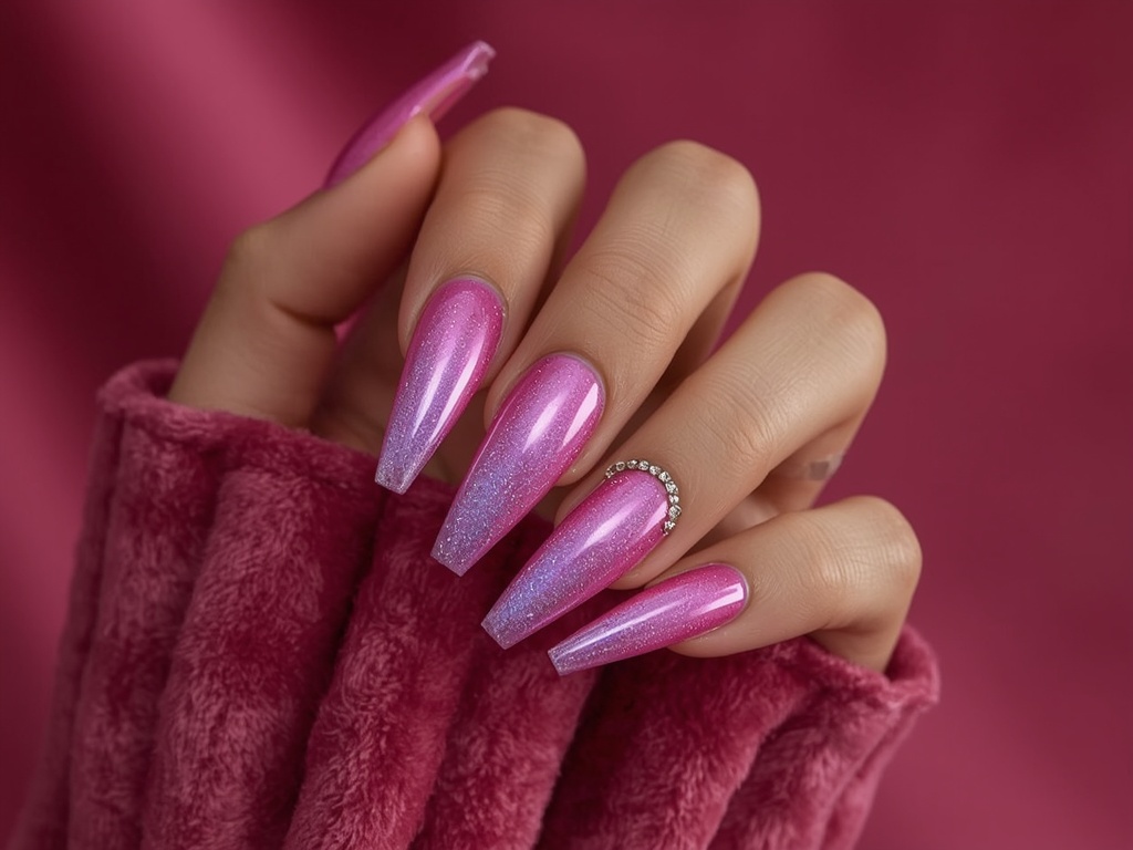 Iridescent Glamour Stiletto Nails