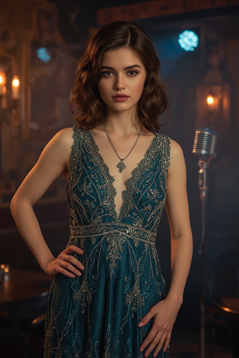Jazz Age Elegance: Teal Beacon in the Smoke