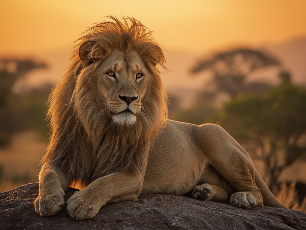 King of the Savanna: Golden Hour Portrait
