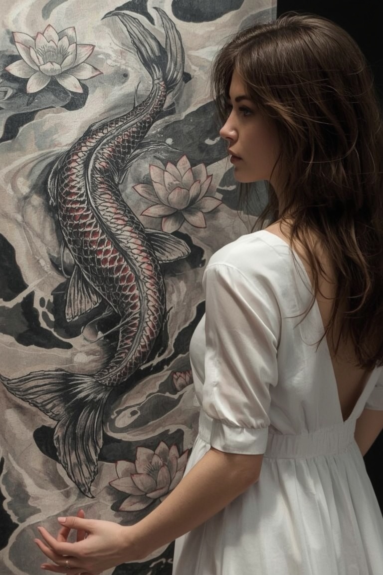 Koi and Lotus: A Serene Tattoo Concept