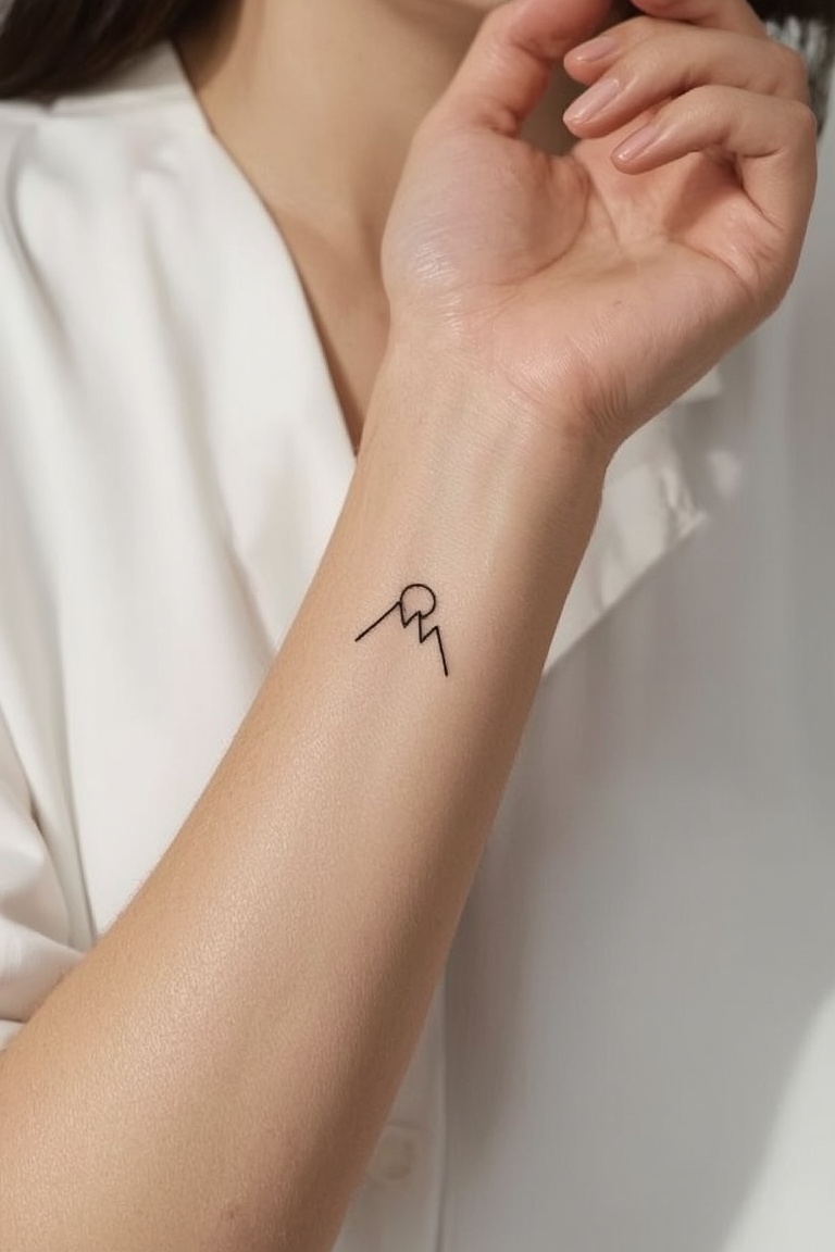 Minimalist Mountain Peak Tattoo