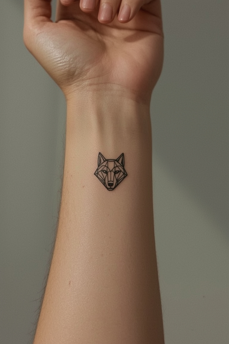 Minimalist Wolf: Tiny Geometric Ink
