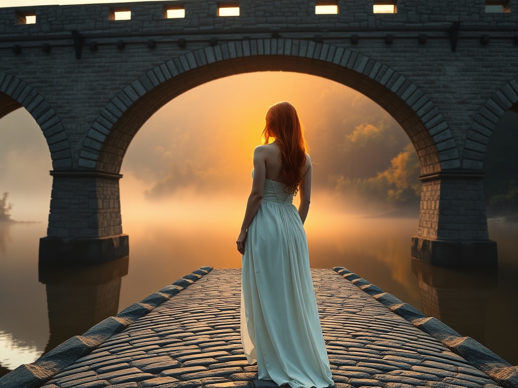 Mist and Stone: A Bridge at Dawn