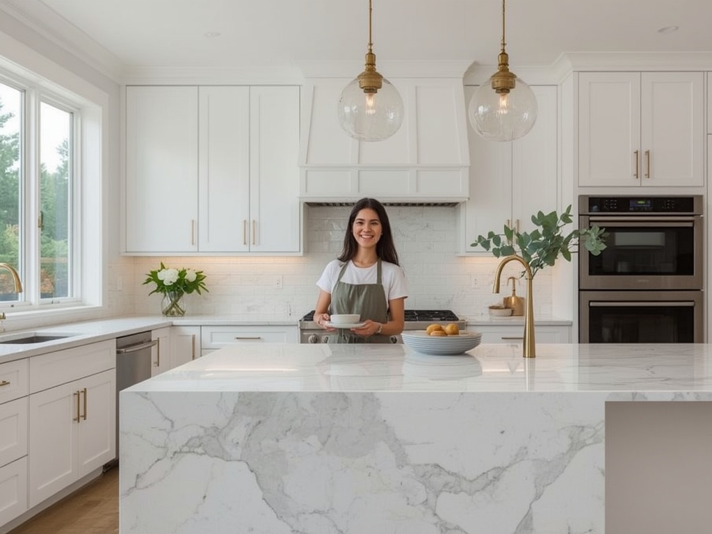 Modern Minimalist Kitchen with Gold Accents