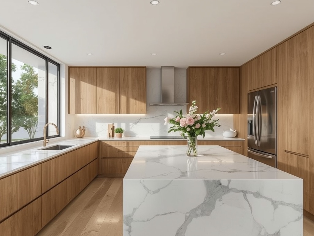 Modern Minimalist Kitchen with Marble Elegance
