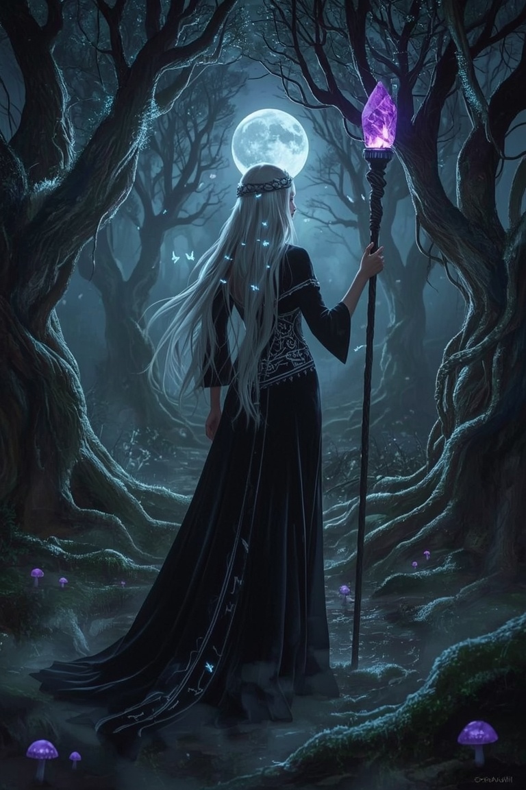 Moonlit Sorceress of the Enchanted Woods
