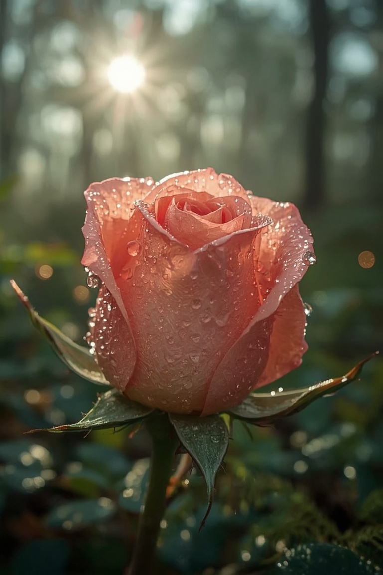 Morning Dew on a Rose Petal