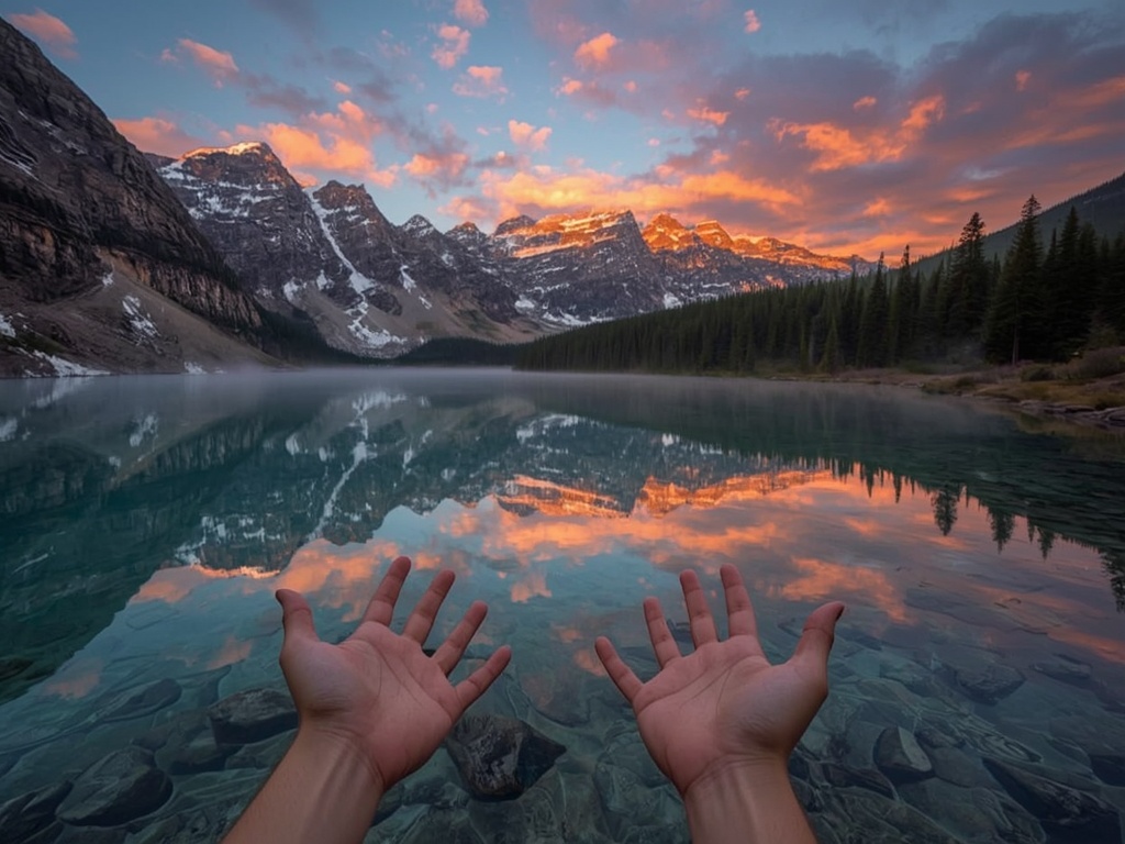 Mountain Lake Sunrise Serenity