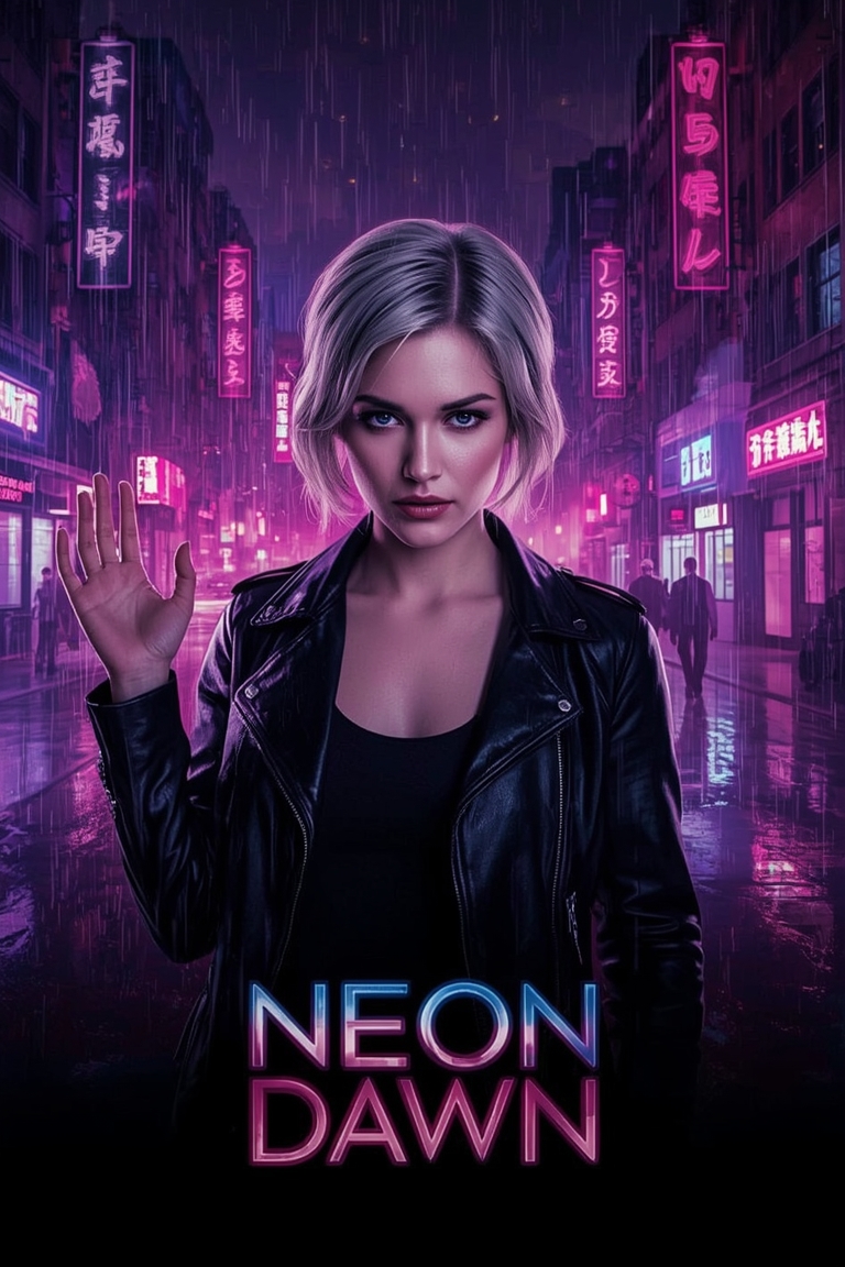 Neon Dawn - Futuristic Sci-Fi Movie Poster