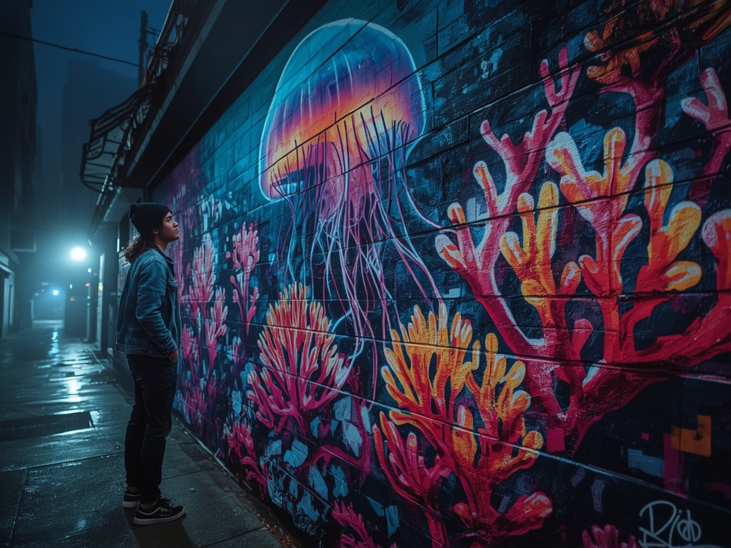Neon Depths: Urban Mural Magic
