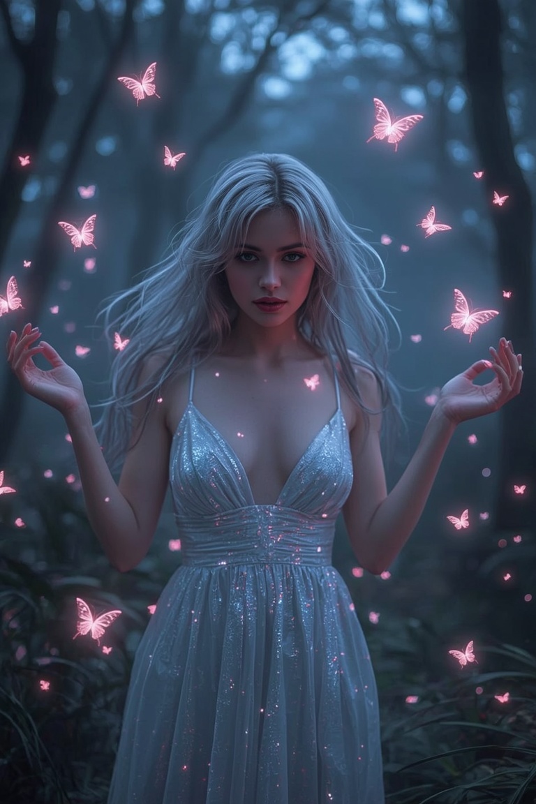 Neon Enchantment in the Twilight Grove