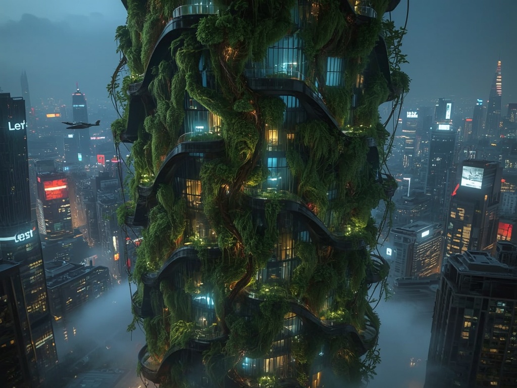 Neon Oasis Tower