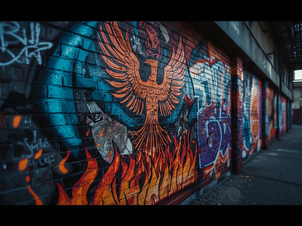 Neon Phoenix Rising: Urban Alley Mural