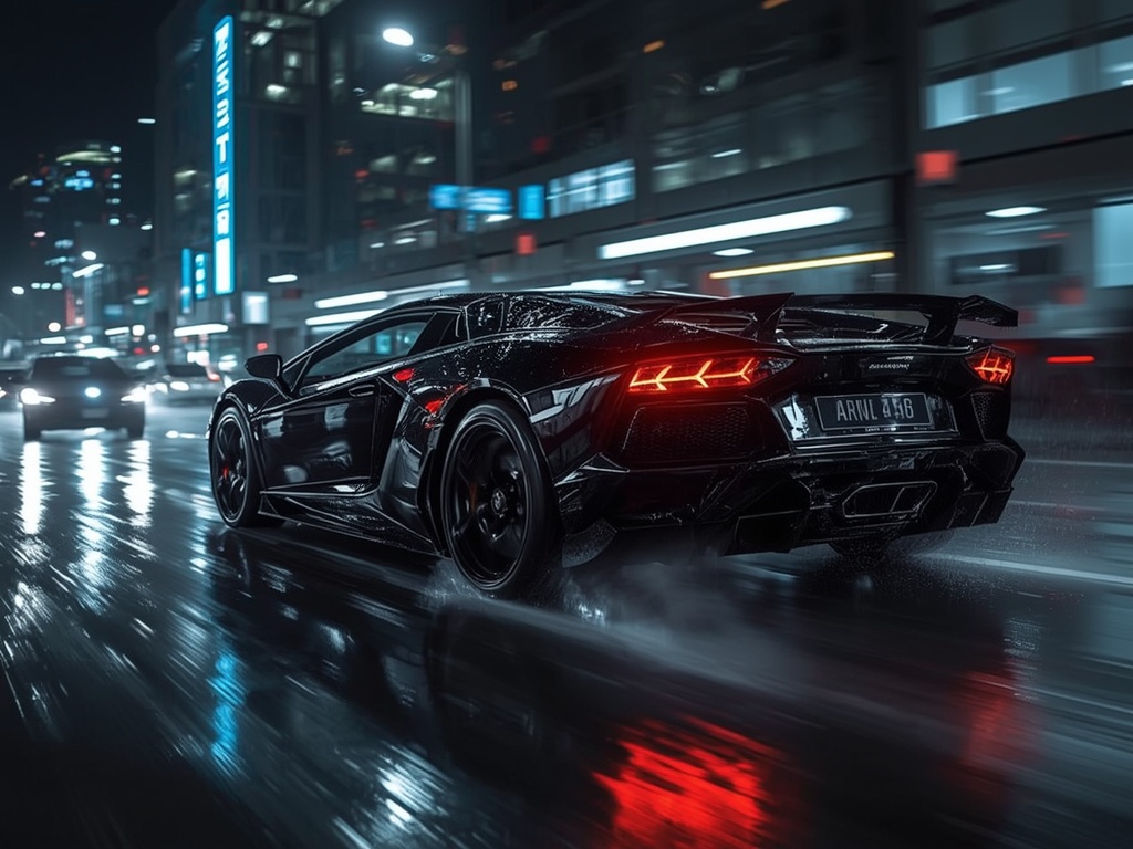 Neon Racer: Aventador SVJ in the Night