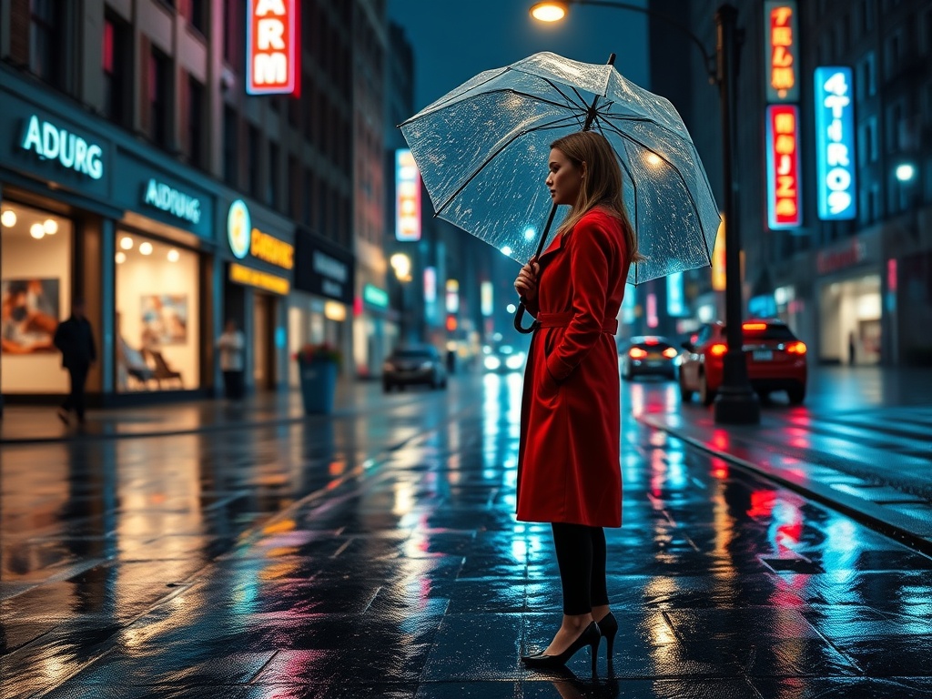 Neon Rain Reflections