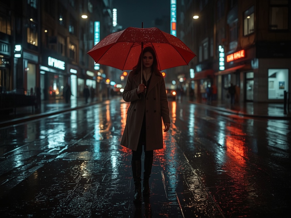 Neon Reflections in the Rain