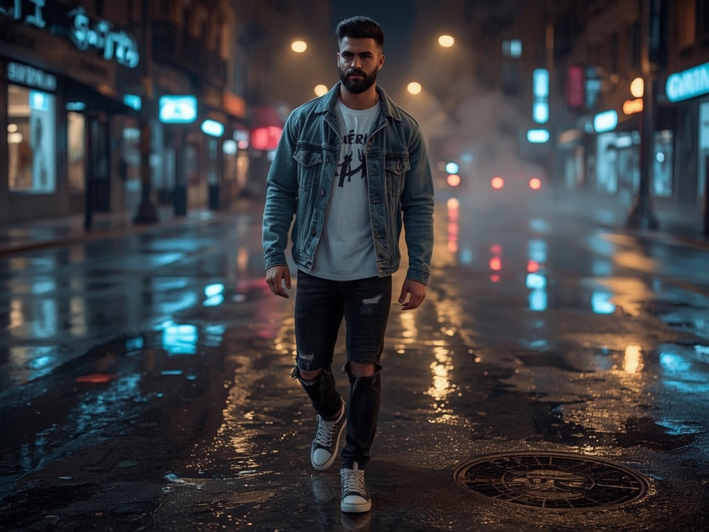 Neon Reflections: Urban Streetwear Vibe