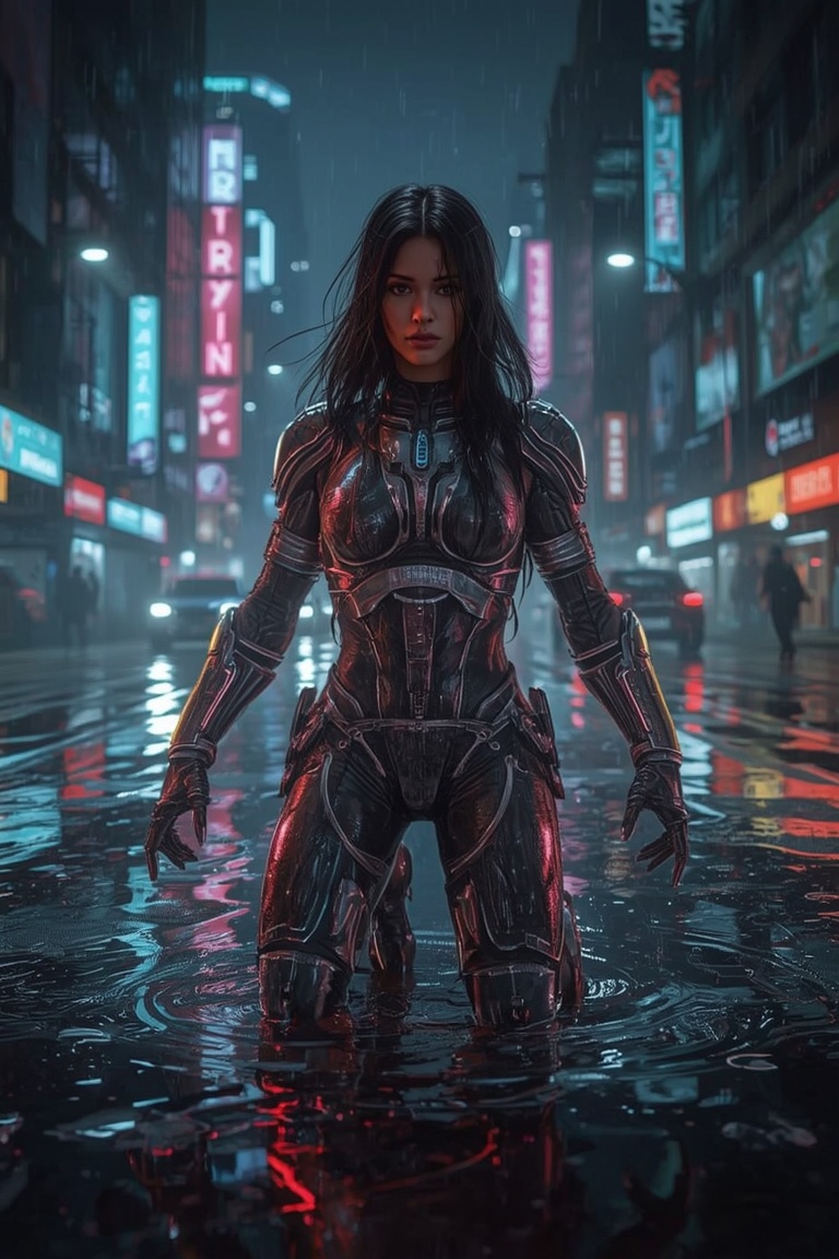 Neon Sentinel: Cyberpunk Warrior
