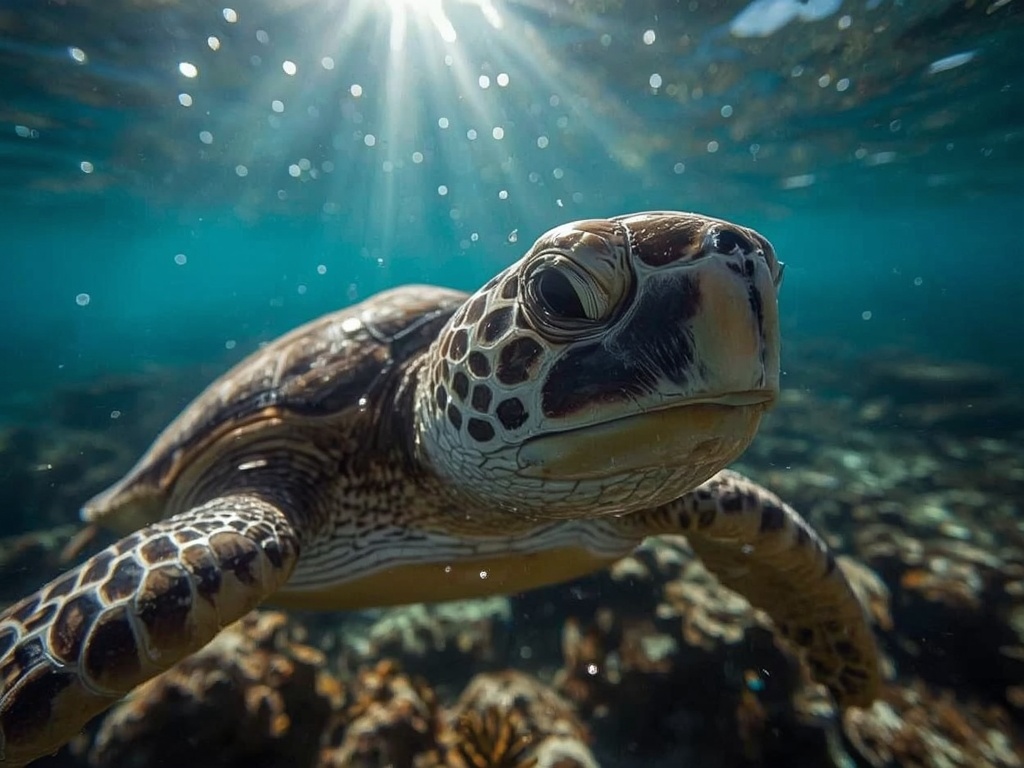 Oceanic Serenity: Turtle in a Coral Cathedral
