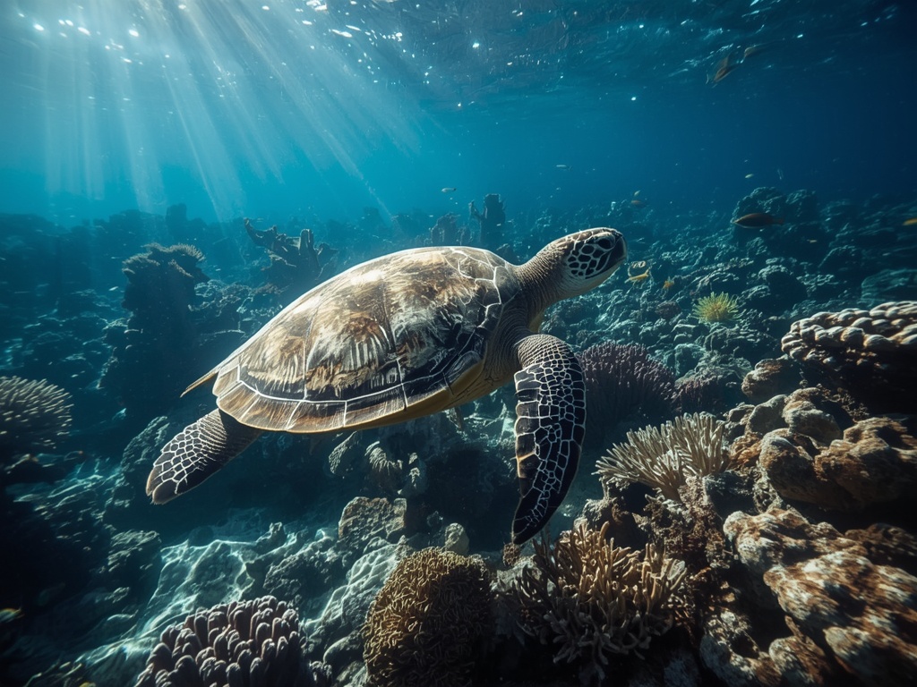 Oceanic Voyager: Turtle in the Coral Realm