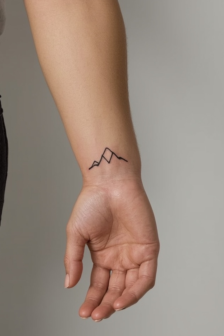 Peak Minimalism: Sleek Mountain Tattoo