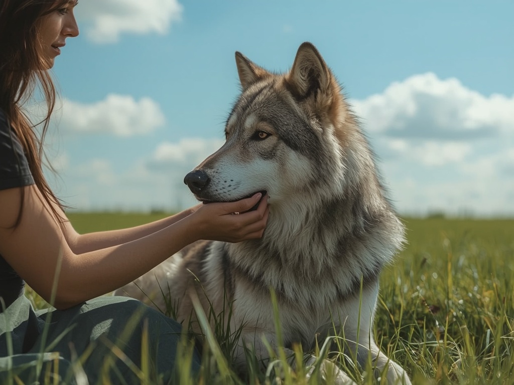 Petting the Majestic Wolf