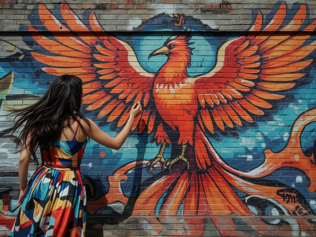 Phoenix Rising on Brick Canvas