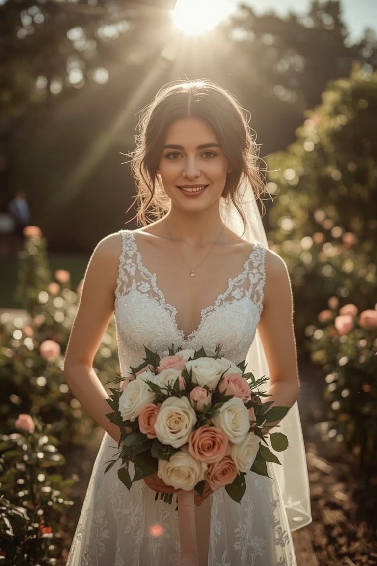 Radiant Bride in Golden Hour Garden