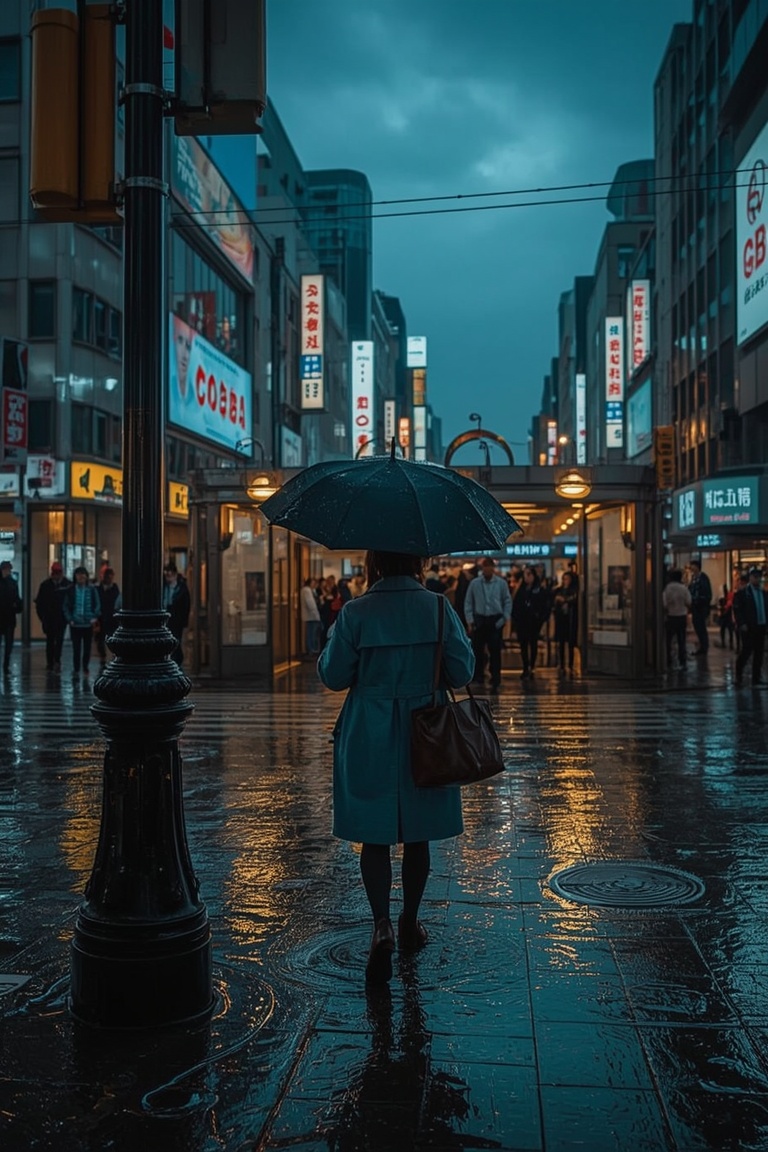 Rainy Street Reflections