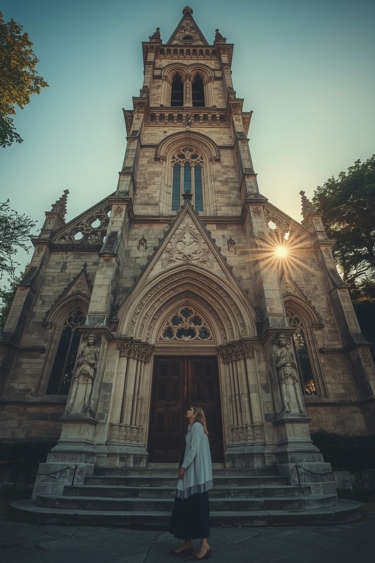 Romantic Twilight at the Church