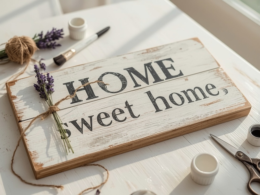 Rustic DIY Wooden Sign with Lavender Wreath