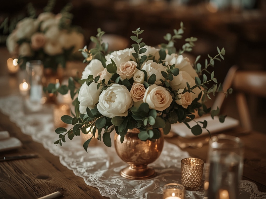 Rustic Elegance: Vintage Copper and Blush Roses
