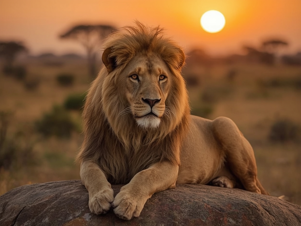 Savanna Majesty: The Lion at Sunset