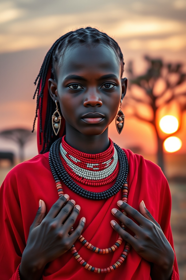 Savanna Sunset: A Maasai Portrait