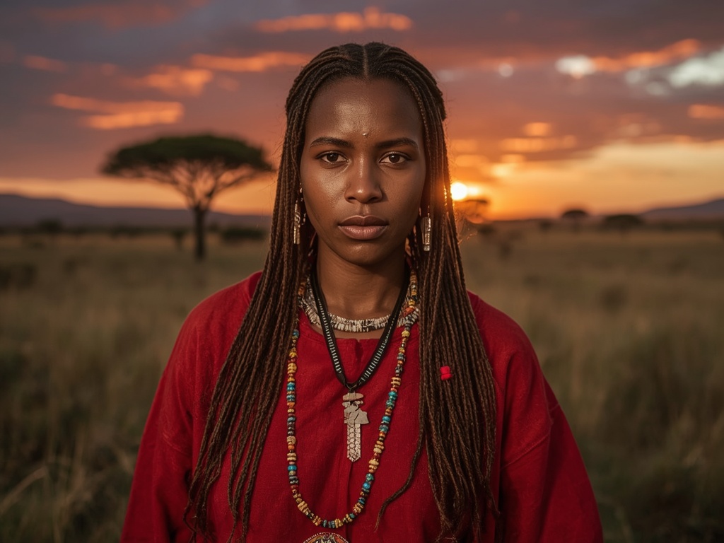 Savannah Sunset: The Maasai Warrior
