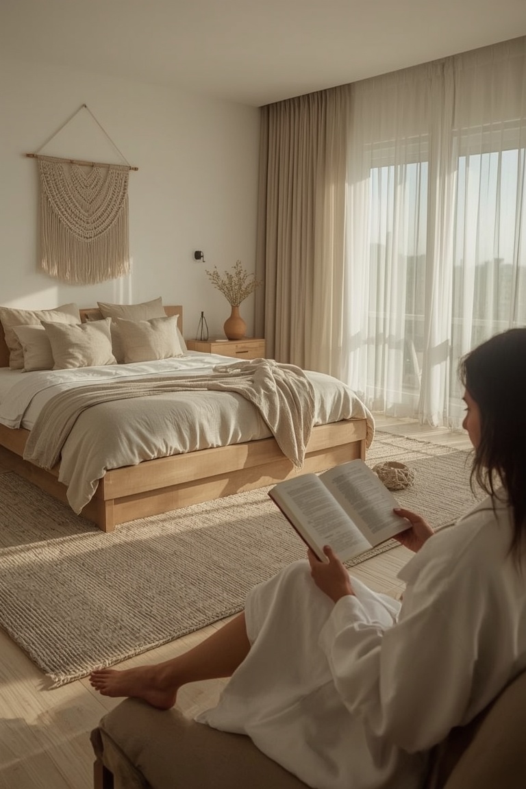 Serene Sanctuary: Minimalist Bedroom with Neutral Tones