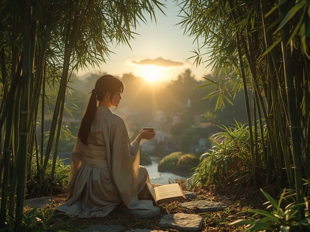 Serenity in the Bamboo Garden