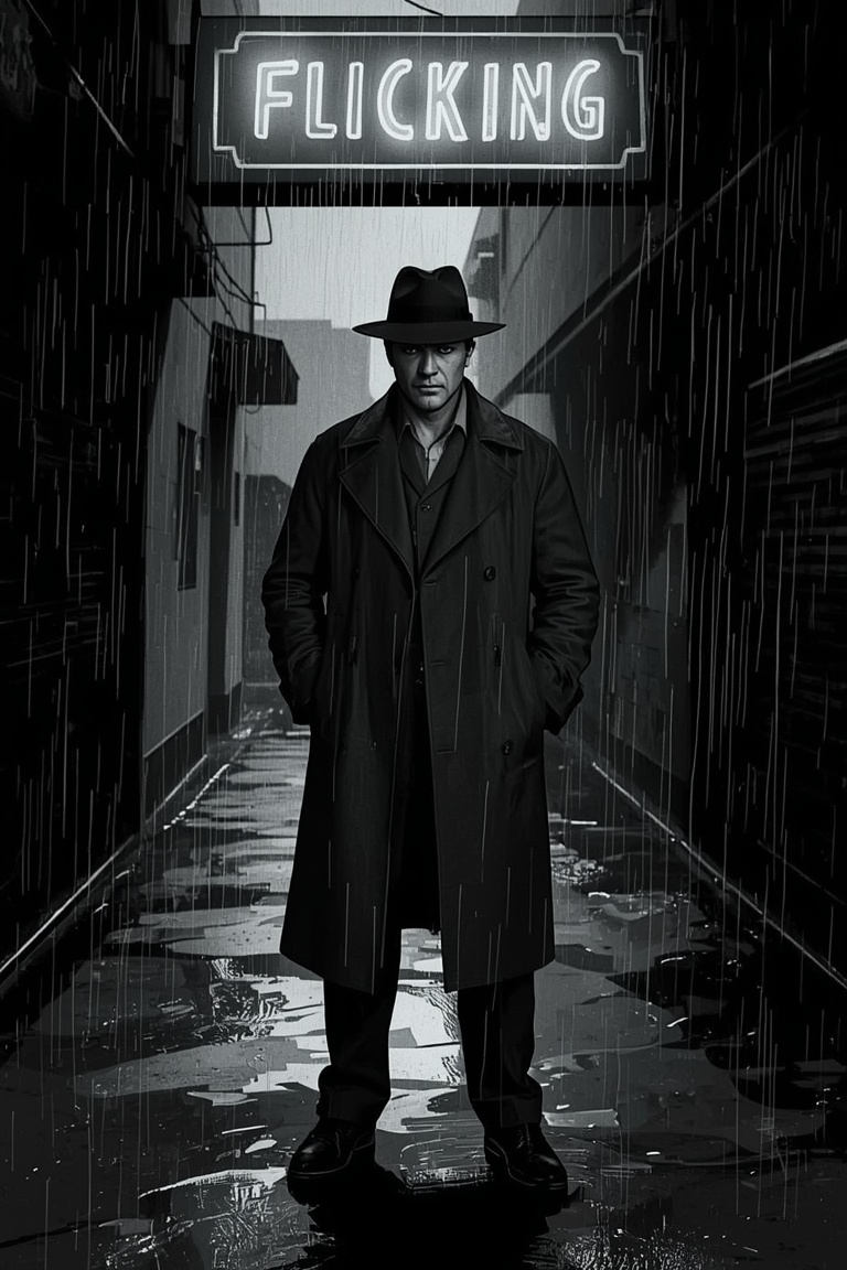 Shadows and Neon: The Detective's Vigil