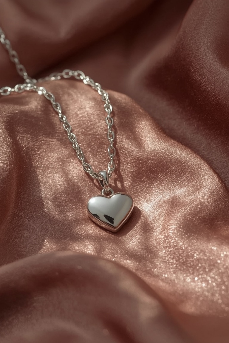 Silver Heart Pendant on Velvet