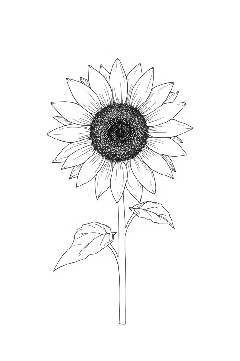 Simple Sunflower Sketch